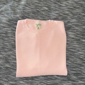 Men’s pink cotton garter-stitch crewneck sweater, medium, never worn